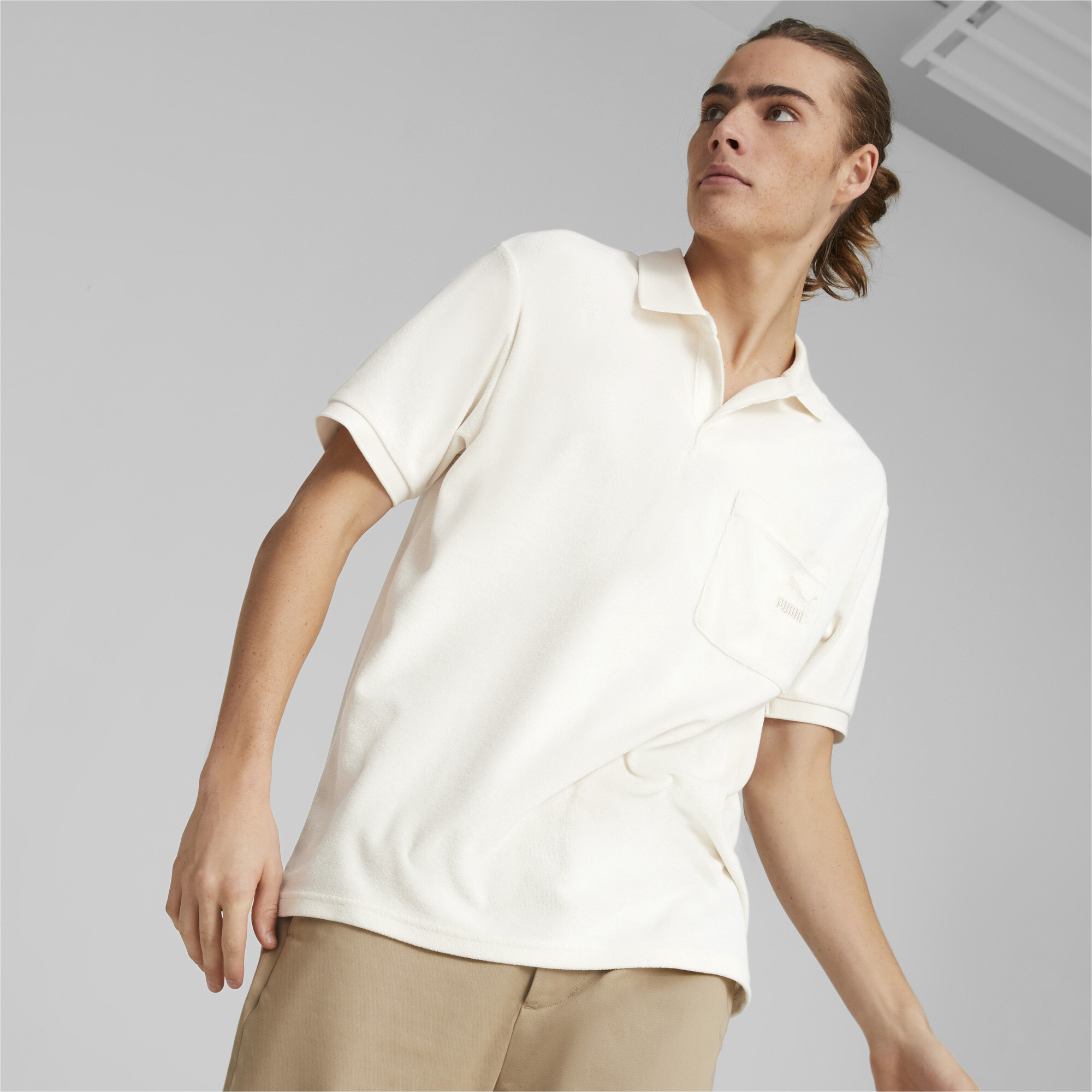 Men's Puma Classics Towelling Polo Shirt T-Shirt, White T-Shirt, Size XXL T-Shirt, Clothing