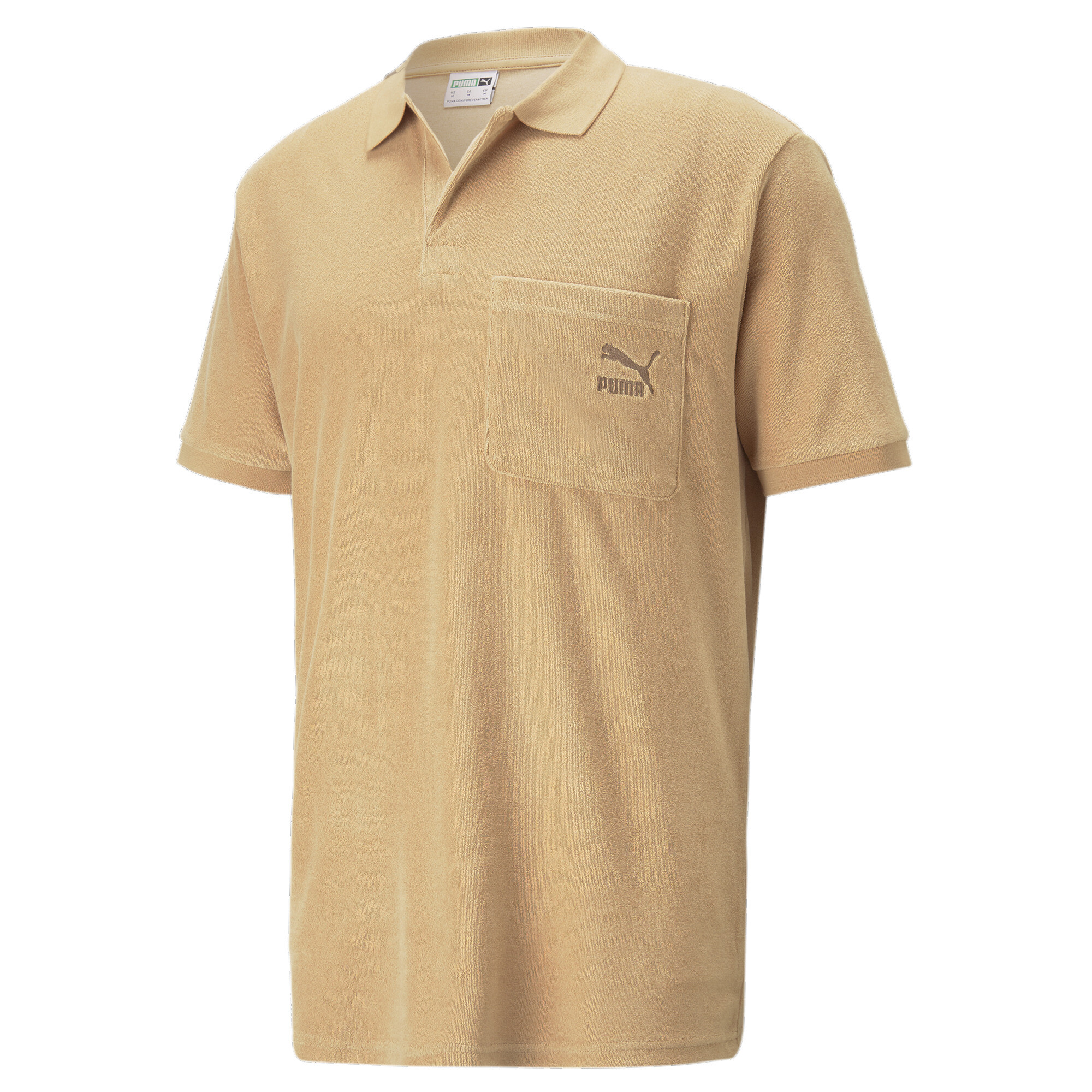 Men's Puma Classics Towelling Polo Shirt T-Shirt, Beige T-Shirt, Size L T-Shirt, Clothing