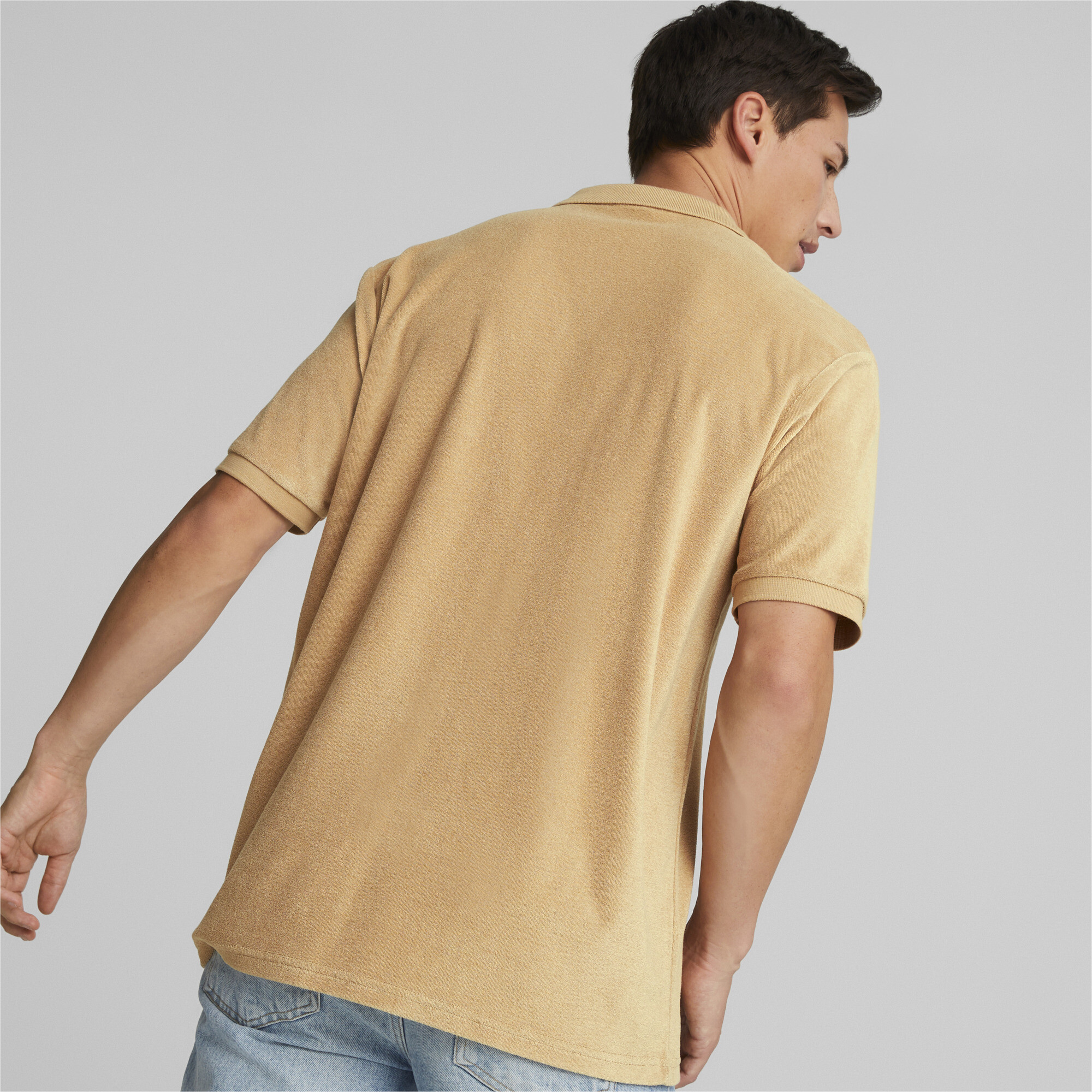 Men's Puma Classics Towelling Polo Shirt T-Shirt, Beige T-Shirt, Size S T-Shirt, Clothing