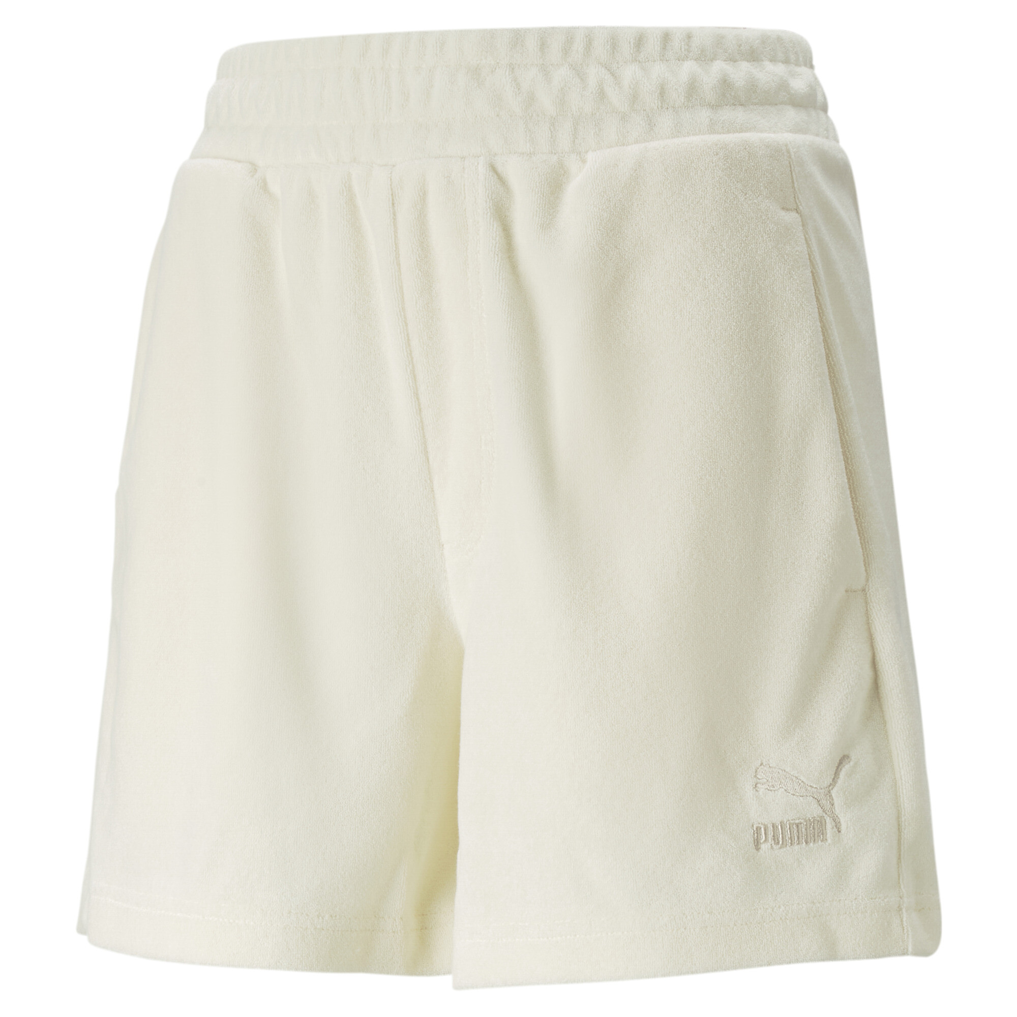 Women's Puma Classics Towelling Shorts, White, Size XS, Clothing