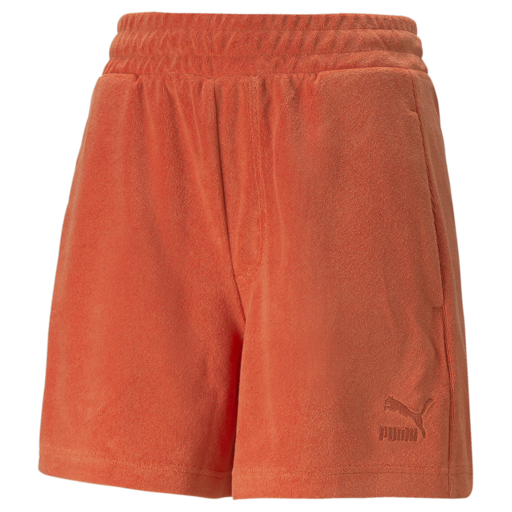 Women's Puma Classics Towelling Shorts, Orange, Size XL, Clothing