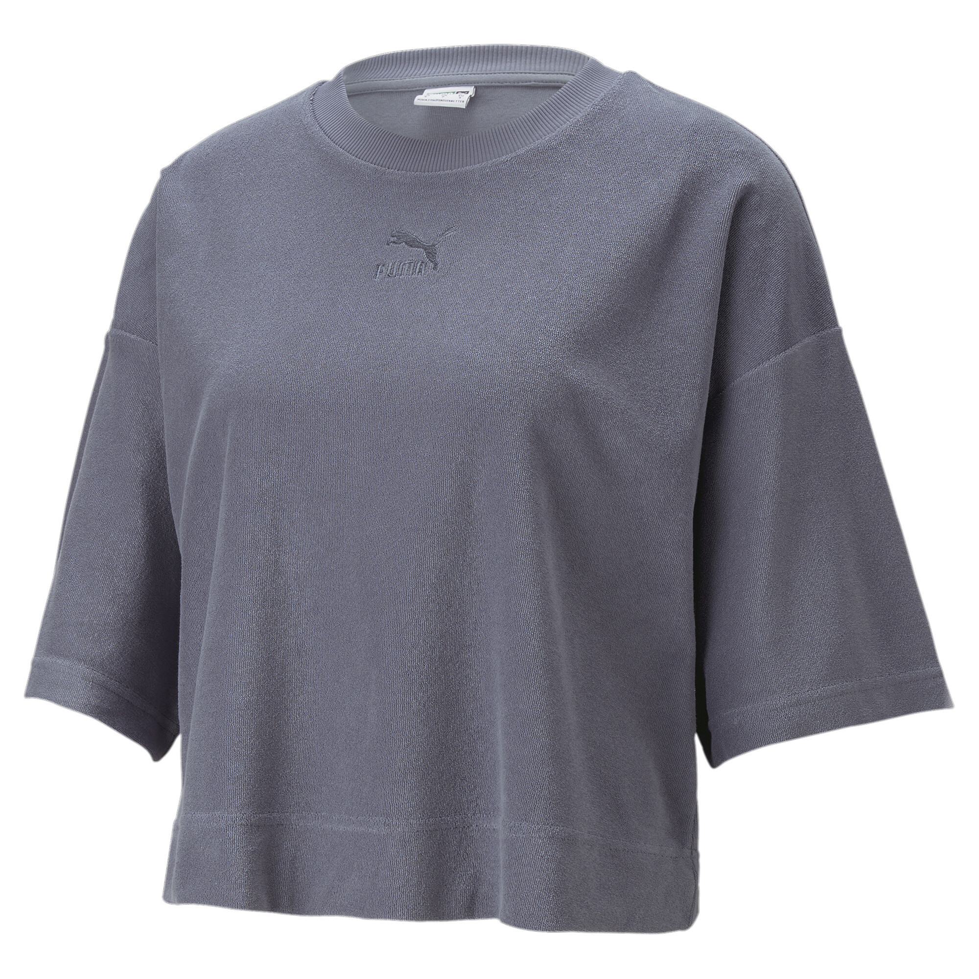 Women's Puma Classics Towelling T-Shirt, Gray, Size M, Clothing