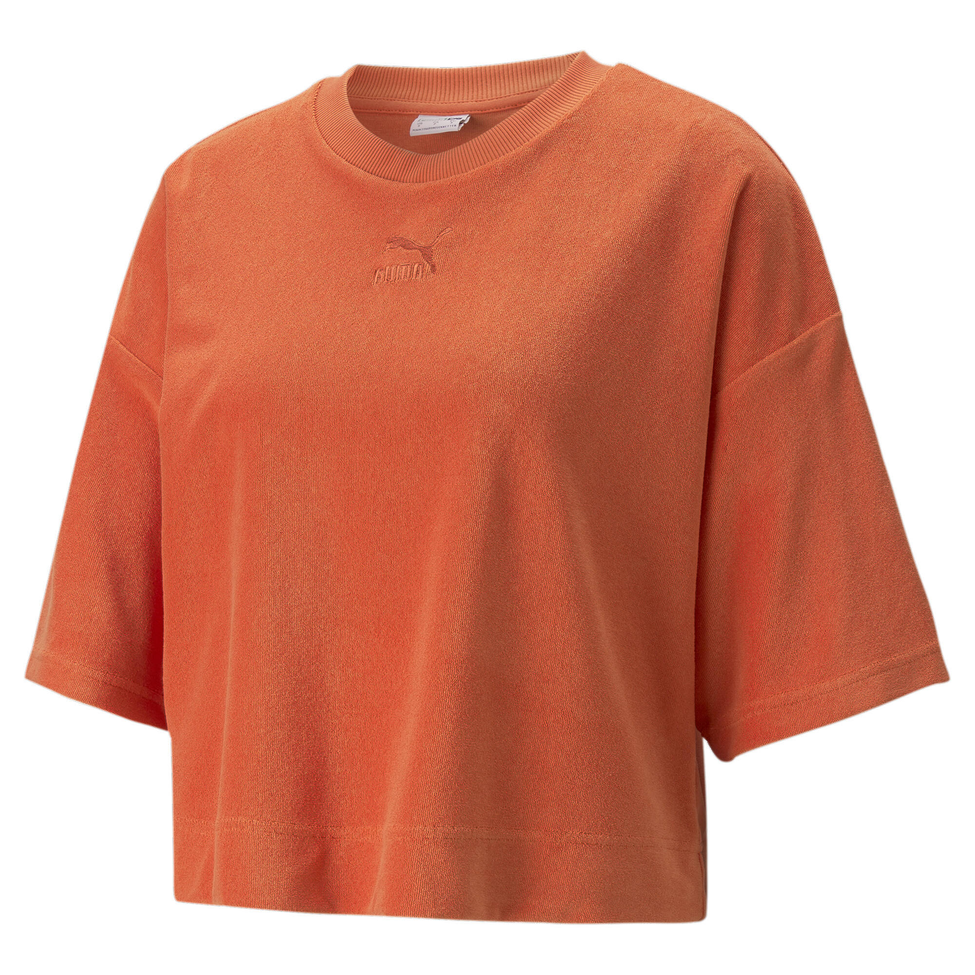 Women's Puma Classics Towelling T-Shirt, Orange, Size XL, Clothing