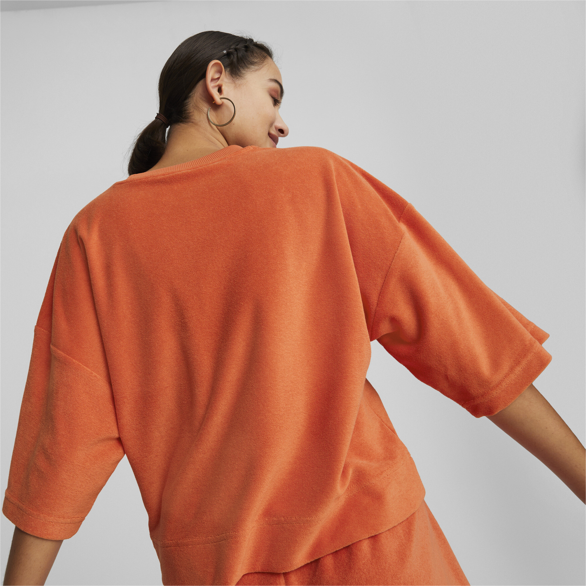 Women's Puma Classics Towelling T-Shirt, Orange, Size XS, Clothing