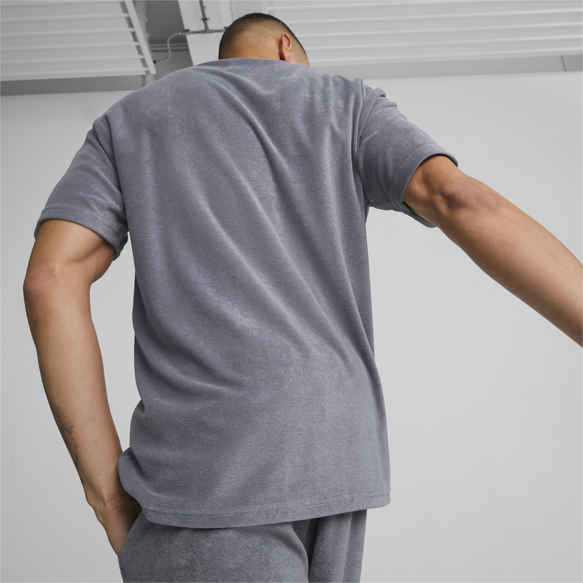 Men's Puma Classics Towelling T-Shirt, Gray, Size M, Clothing