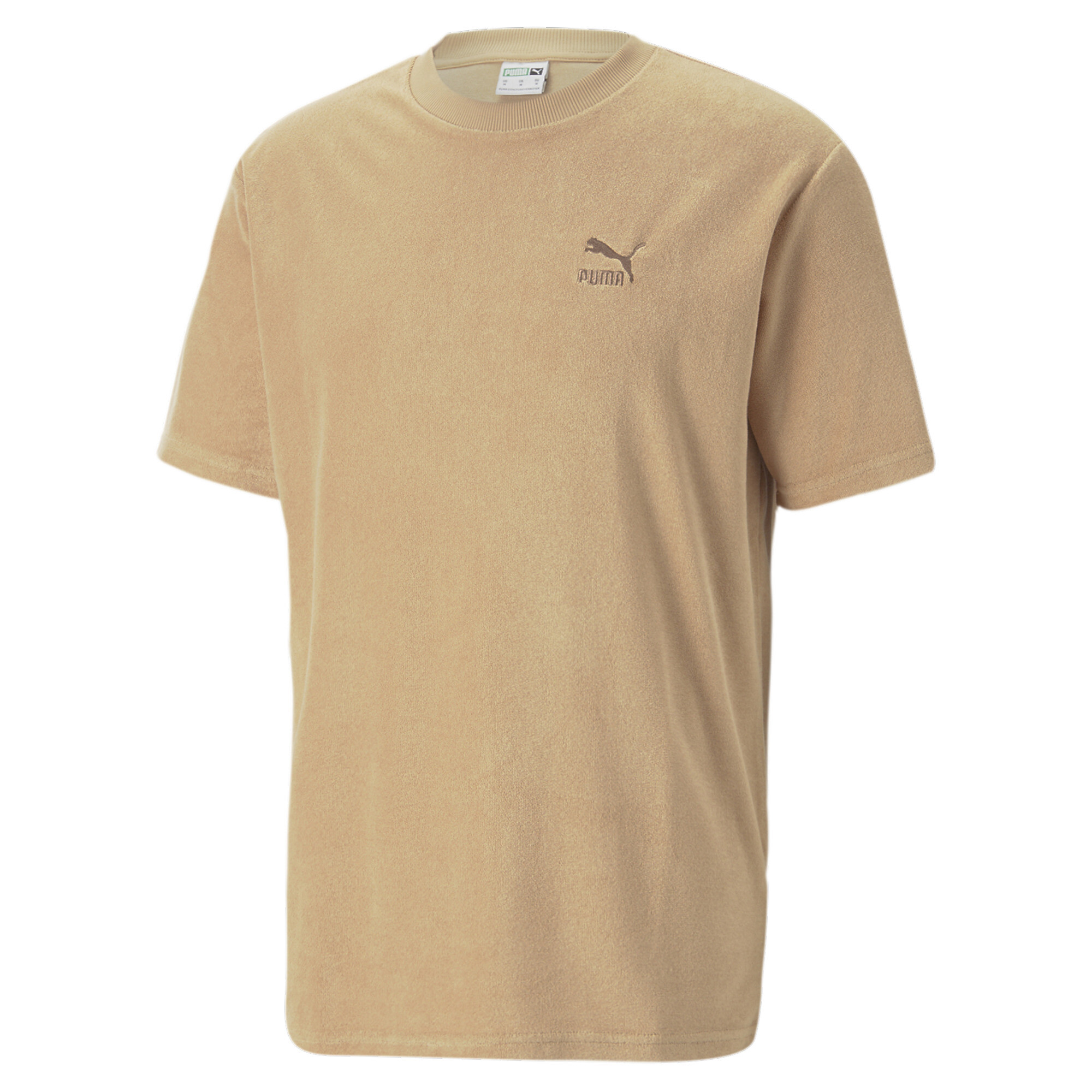 Men's Puma Classics Towelling T-Shirt, Beige, Size XS, Clothing