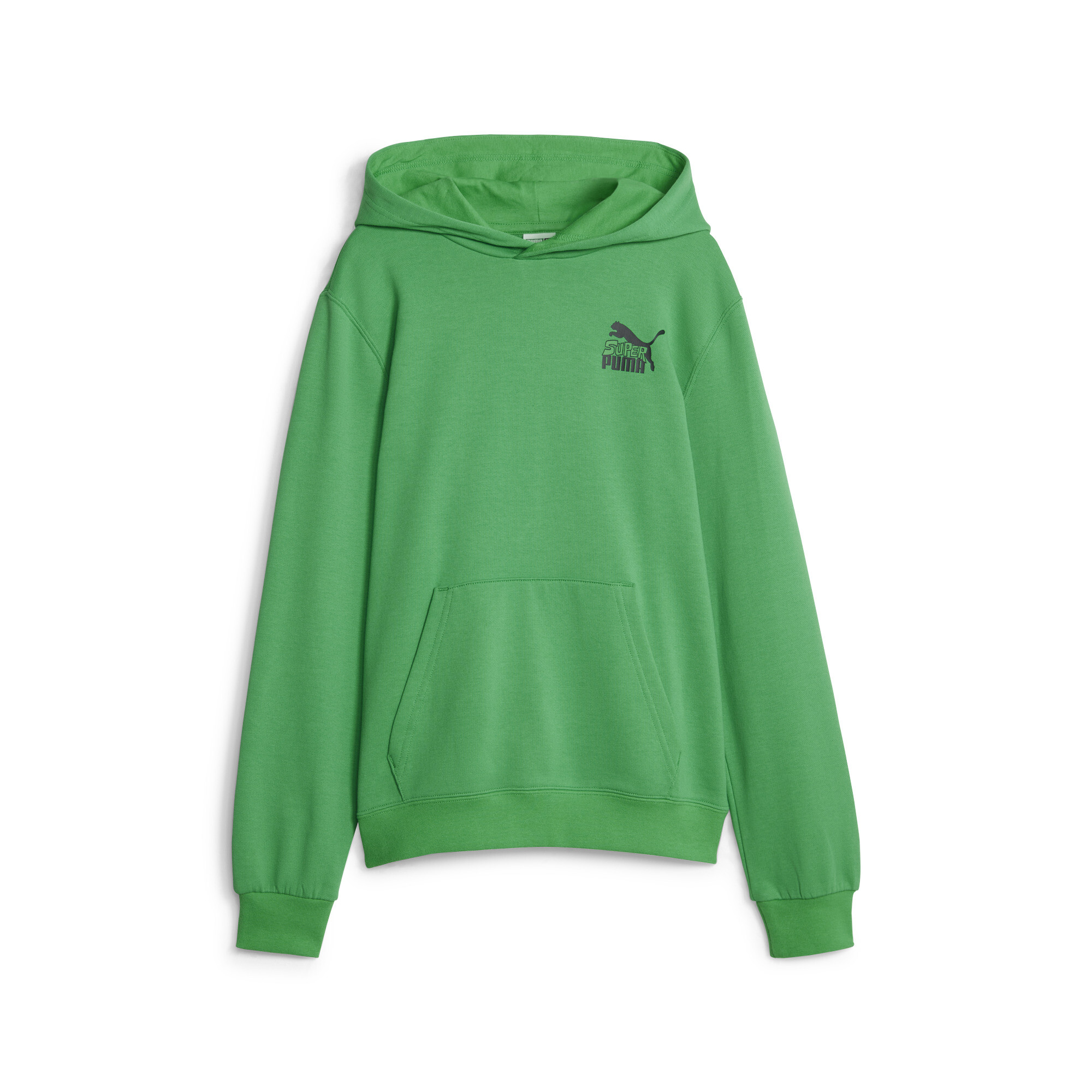 Classics SUPER PUMA Hoodie In Green, Size 13-14 Youth, Cotton