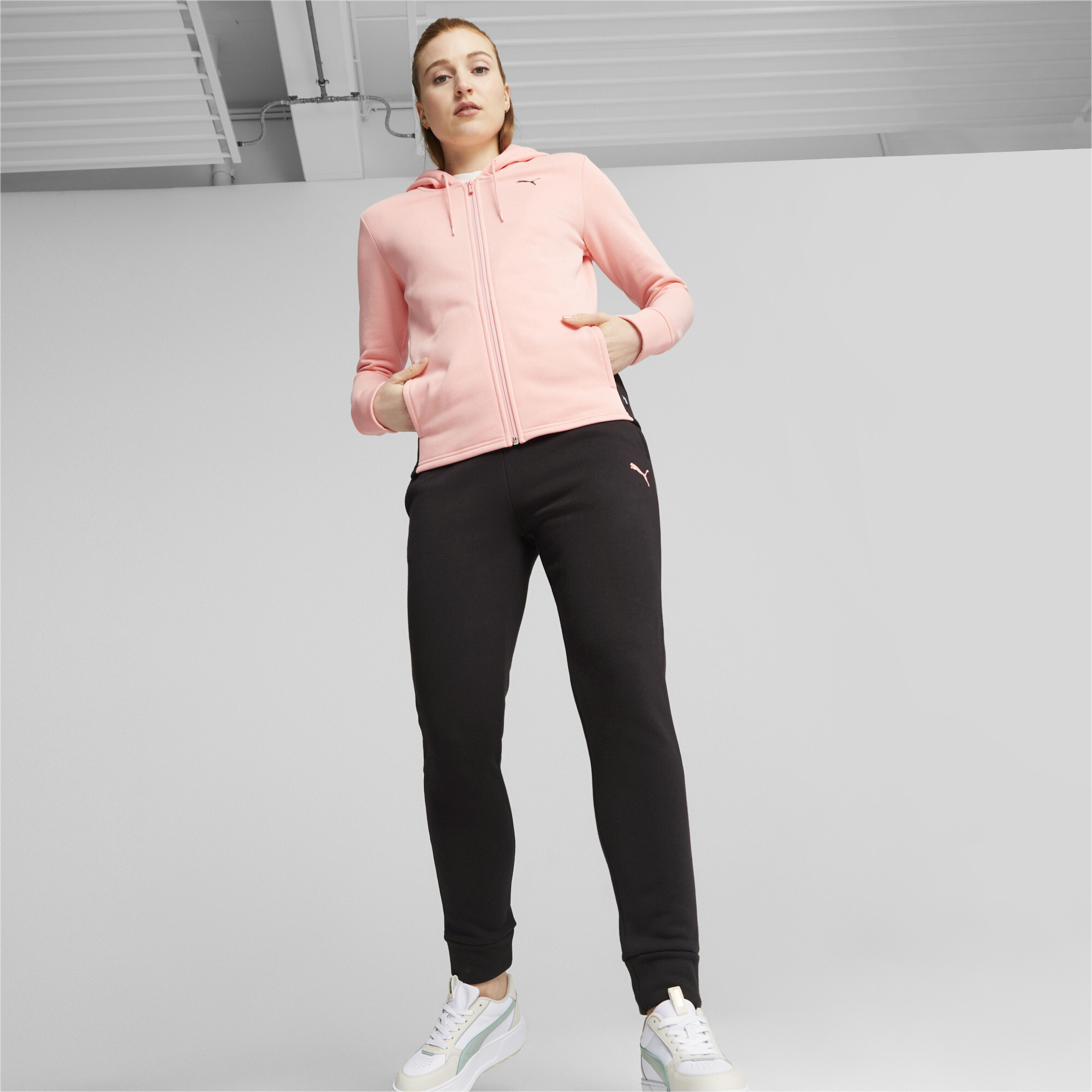 Women's Puma Classics Hooded FL Tracksuit, Pink, Size M, Clothing