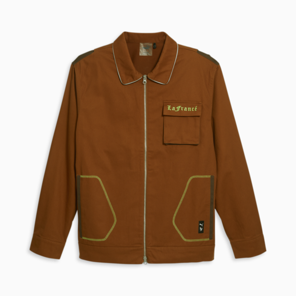 PUMA HOOPS x LAFRANCÉ Men's Work Jacket, Teak-Chestnut Brown, large-ZAF
