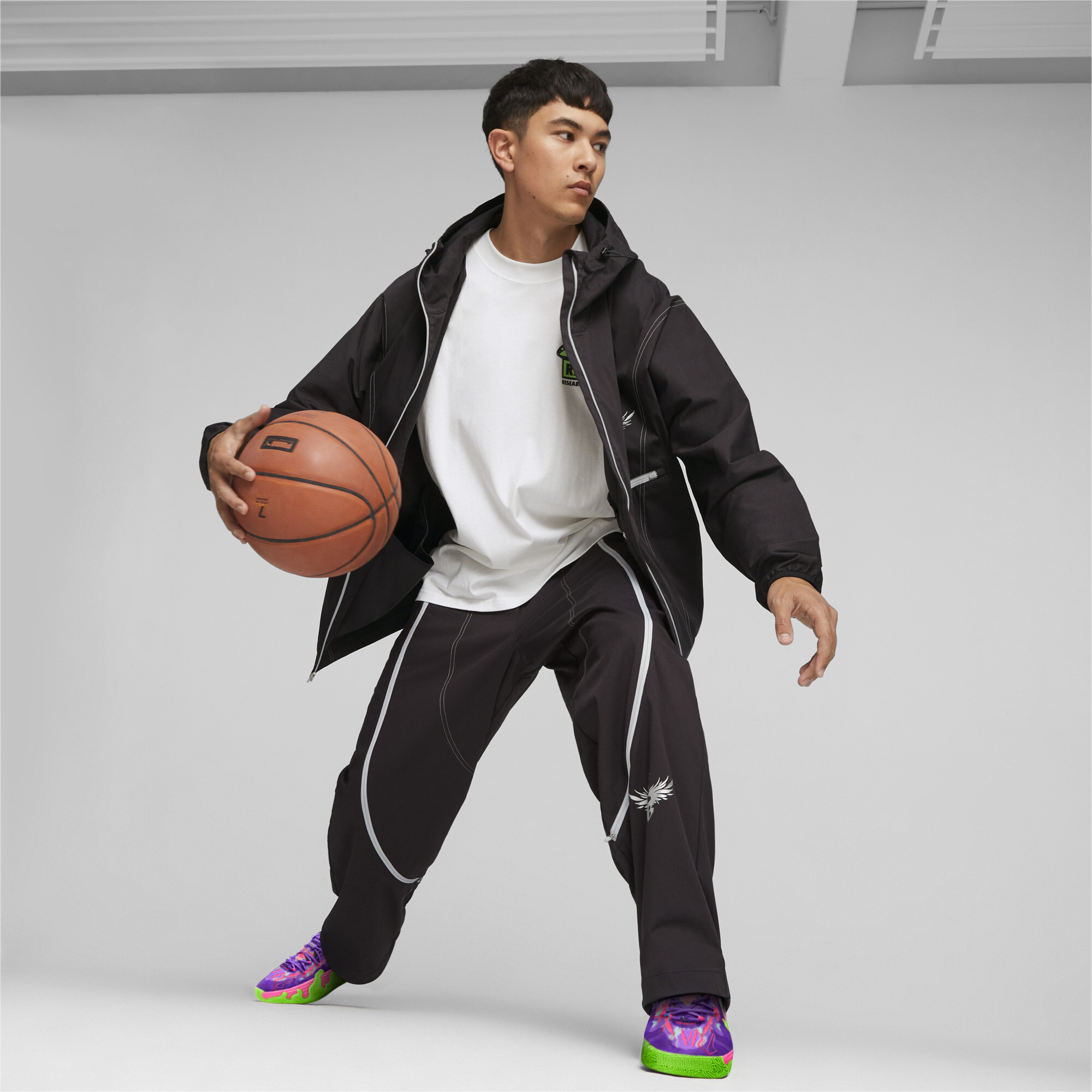 Men's PUMA MELO X TOXIC Basketball Dime Jacket In Black, Size XS