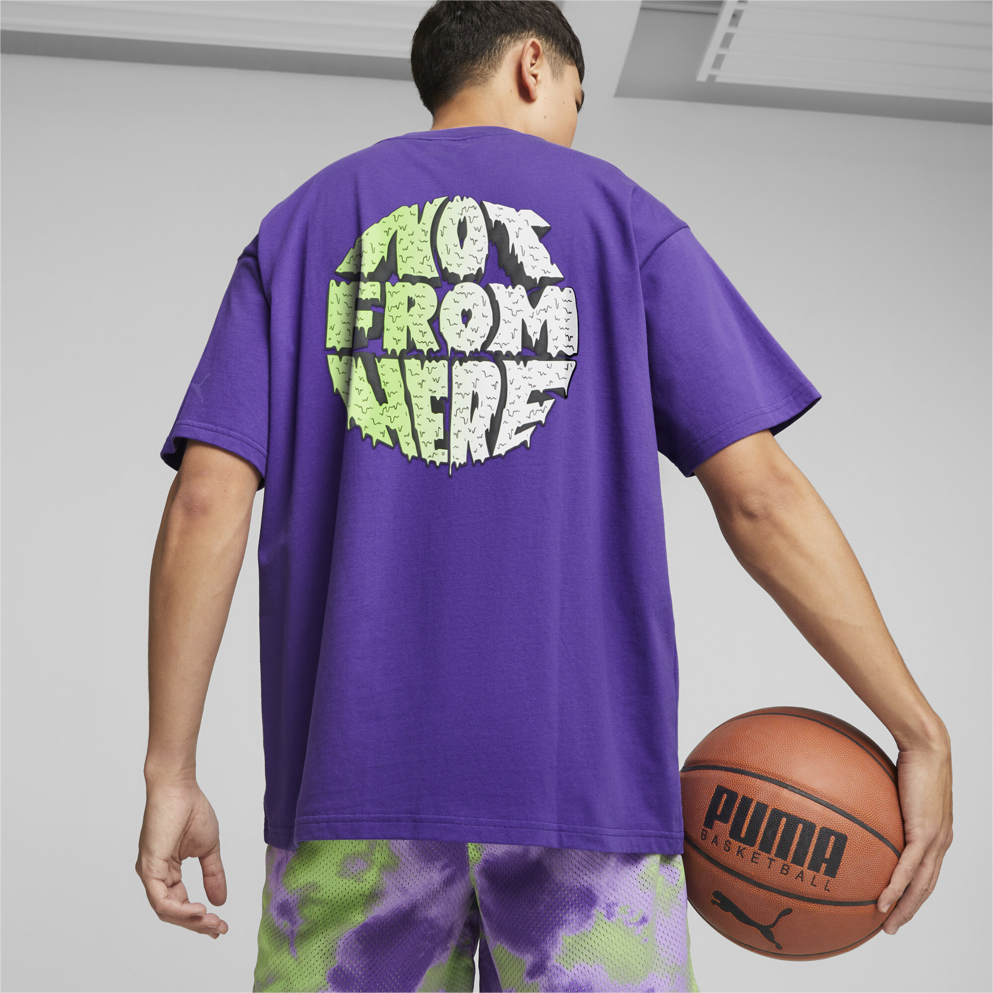 Men's PUMA MELO X TOXIC Basketball T-Shirt In Purple, Size XS