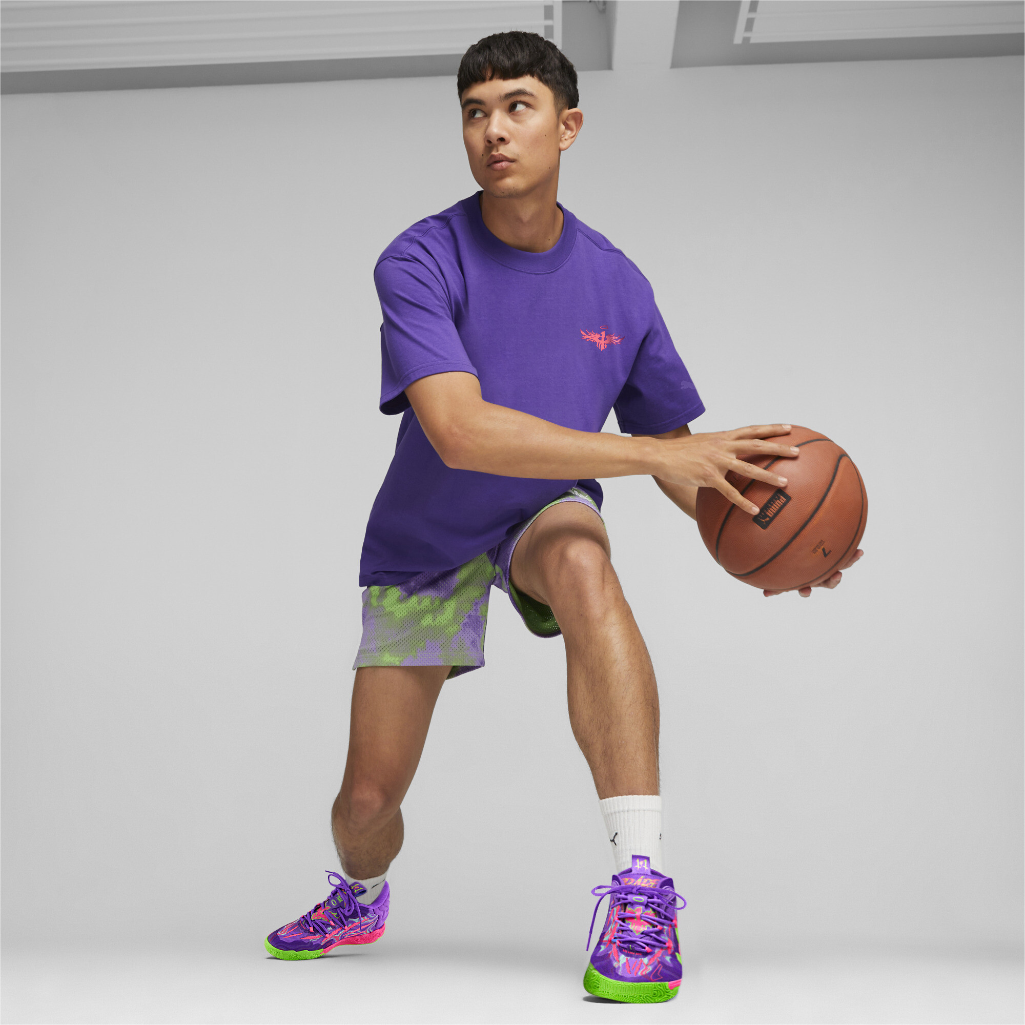 Men's PUMA MELO X TOXIC Basketball T-Shirt In Purple, Size 2XL