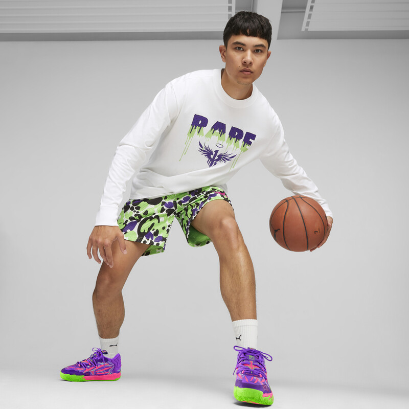 Men's PUMA MELO X TOXIC Long Sleeve Basketball T-shirt in White size M