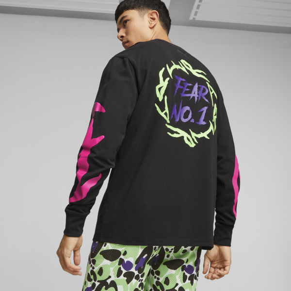 MELO X TOXIC Men's Basketball Long Sleeve Tee, PUMA Black, large-ZAF