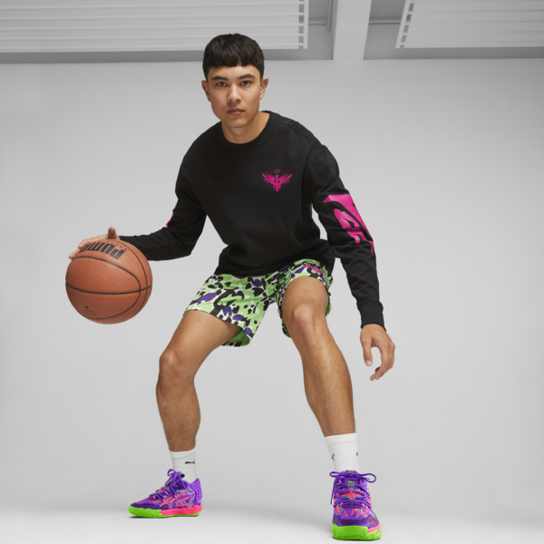 MELO X TOXIC Men's Basketball Long Sleeve Tee, PUMA Black, large-ZAF