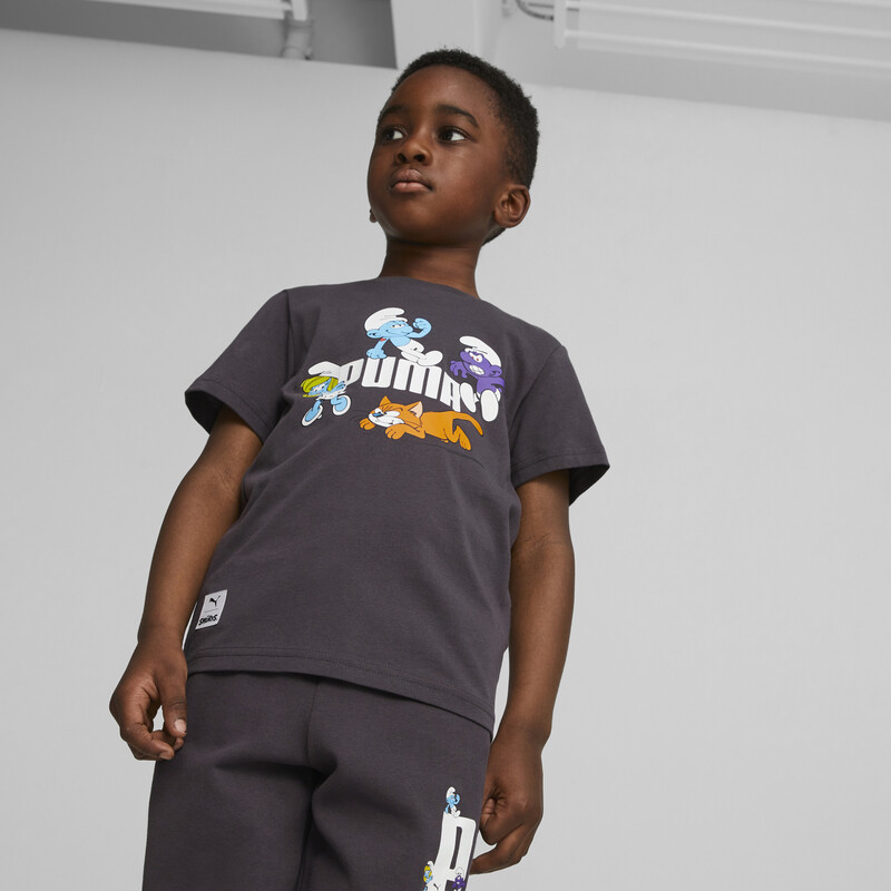PUMA X THE SMURFS Kids' Tee in Dark Coal size 9-10Y