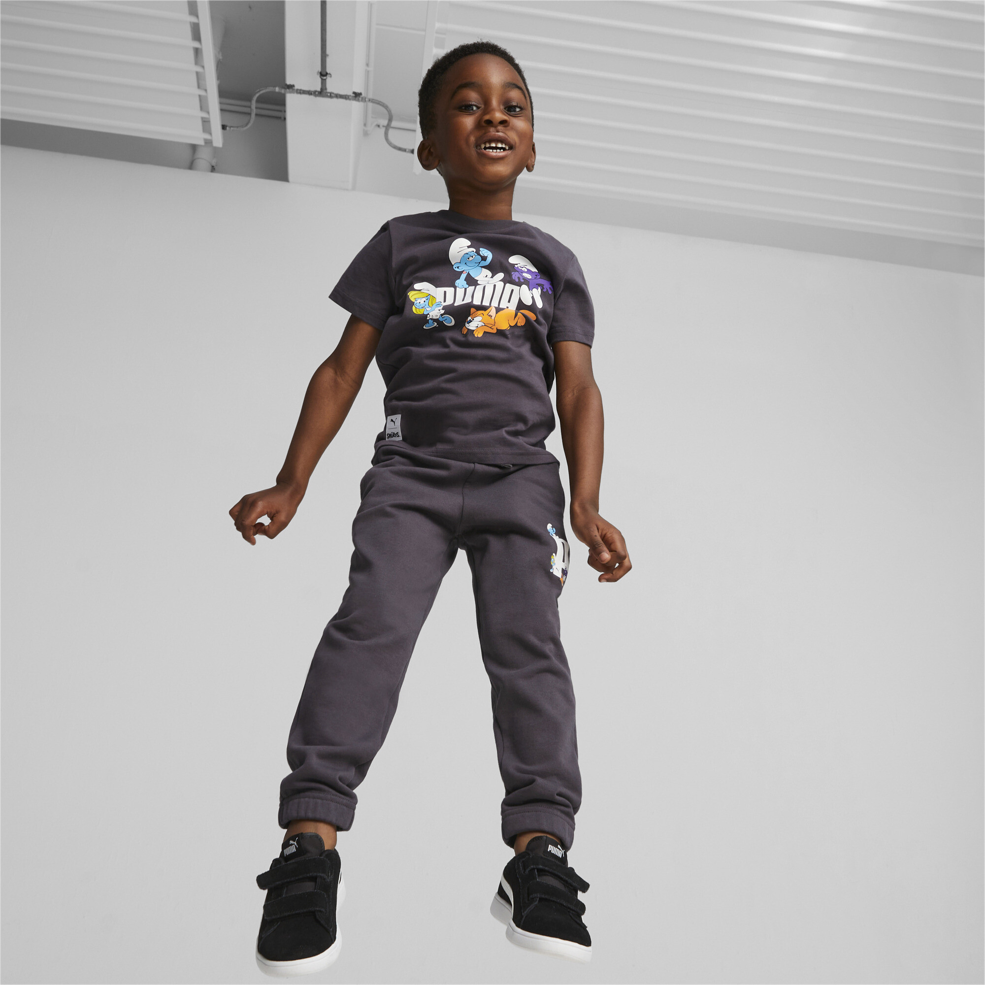 PUMA X THE SMURFS T-Shirt In Gray, Size 3-4 Youth