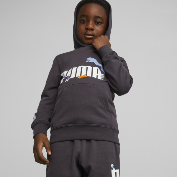 PUMA x THE SMURFS Kids' Hoodie, Dark Coal, large-ZAF
