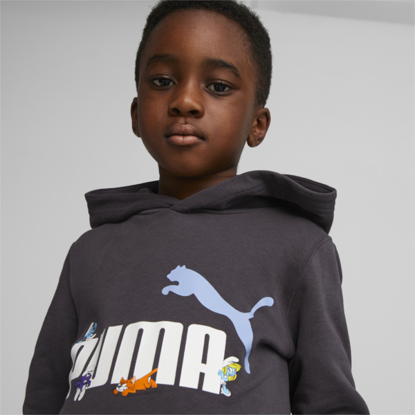 PUMA x THE SMURFS Kids' Hoodie, Dark Coal, large-ZAF