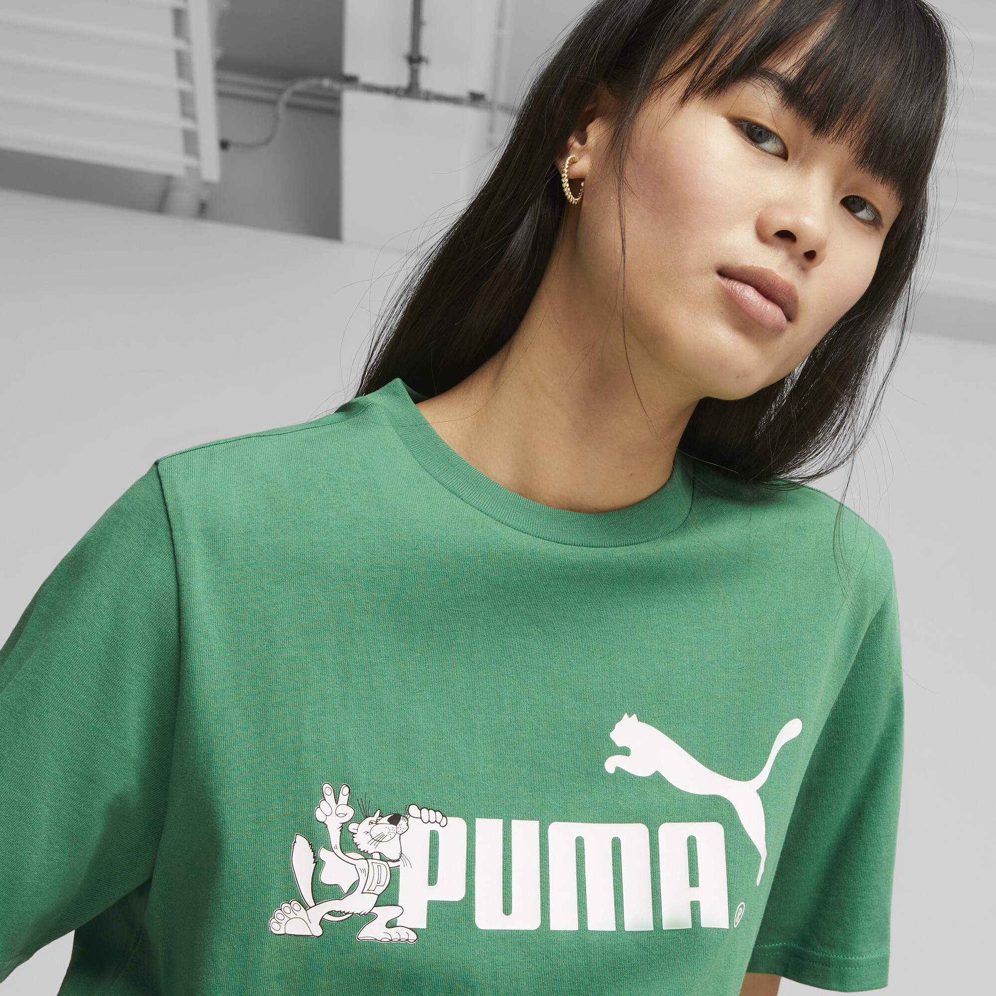 Men's PUMA CLASSICS T-Shirt In Green, Size XS, Cotton