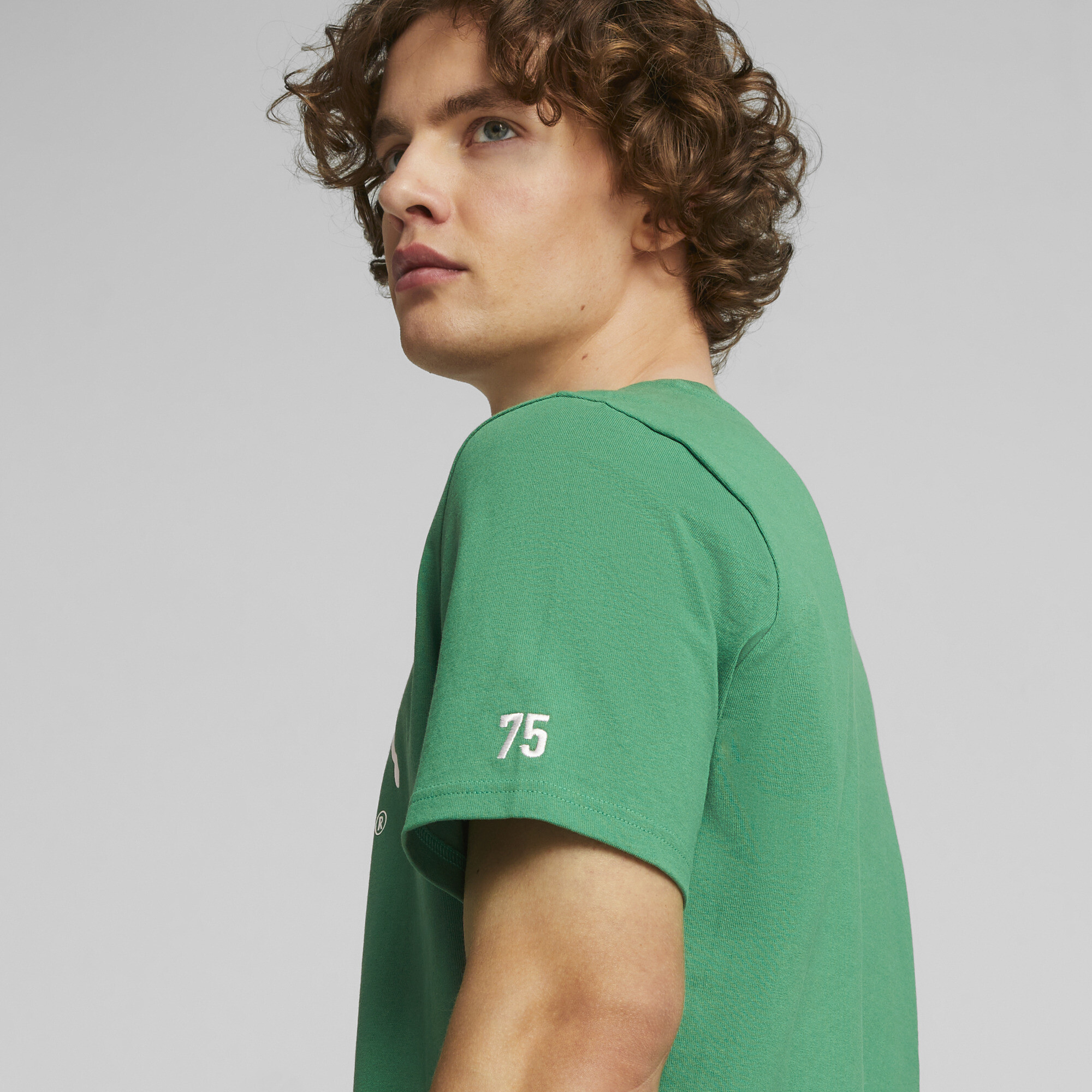 Men's PUMA CLASSICS T-Shirt In Green, Size XS, Cotton