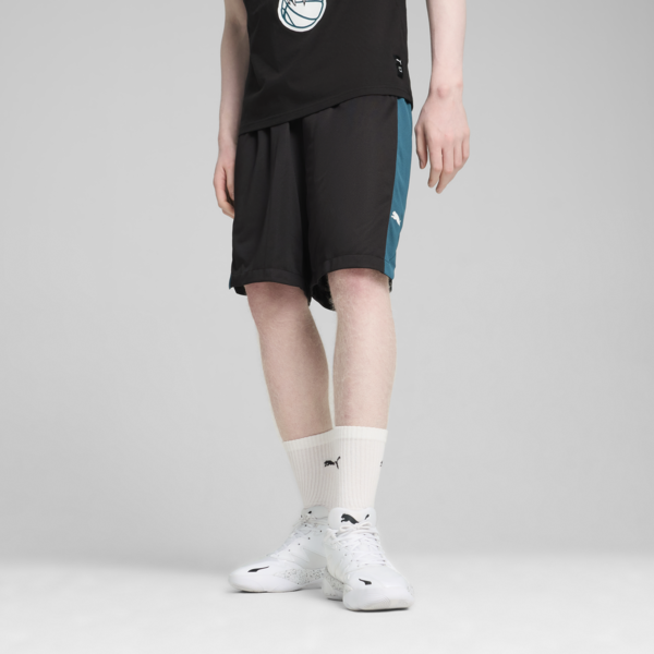 Shorts de basketball Shot Blocker para hombre, PUMA Black-Cold Green, large-ARG
