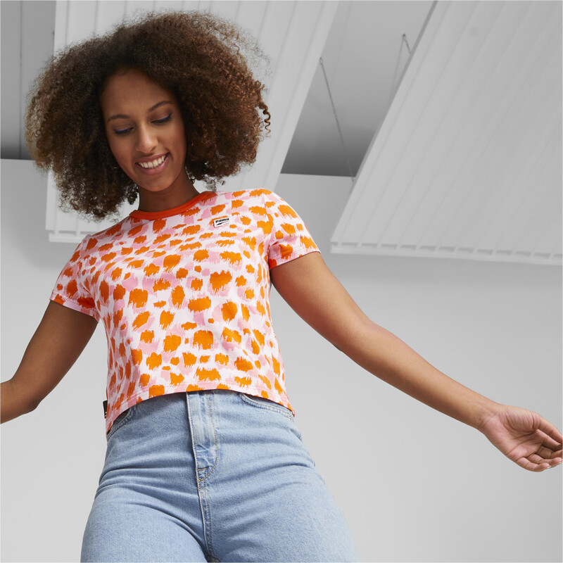 Women s PUMA DOWNTOWN Slim Fit Slim Fit T Shirt in Cayenne Pepper