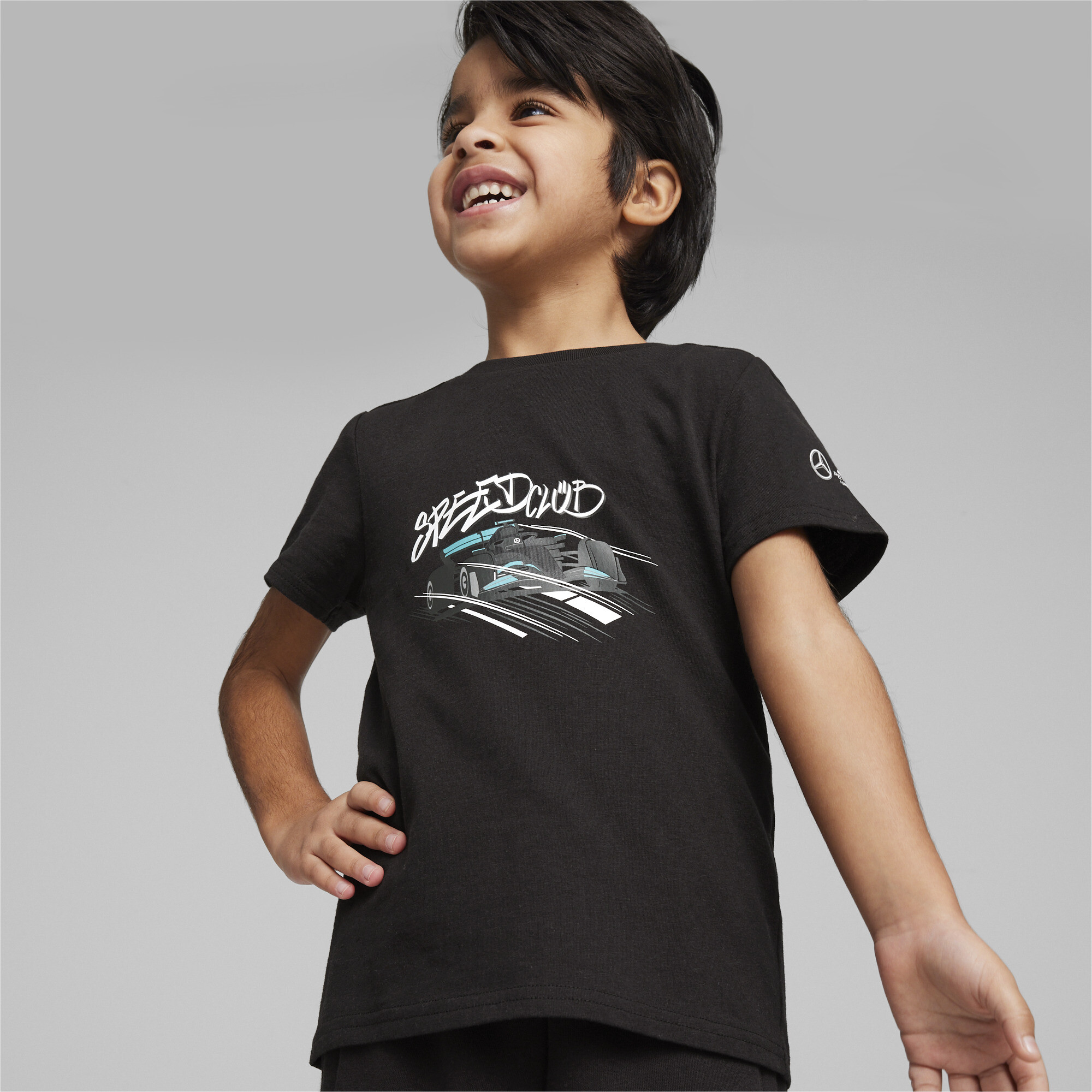 Puma Mercedes-AMG Petronas Motorsport Kids' T-Shirt, Black, Size 2-3Y, Clothing