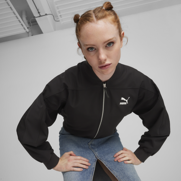 Classics Shiny Women's Bomber Jacket, PUMA Black, large-MEX
