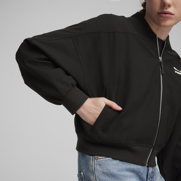 Classics Shiny Women's Bomber Jacket, PUMA Black, large-MEX