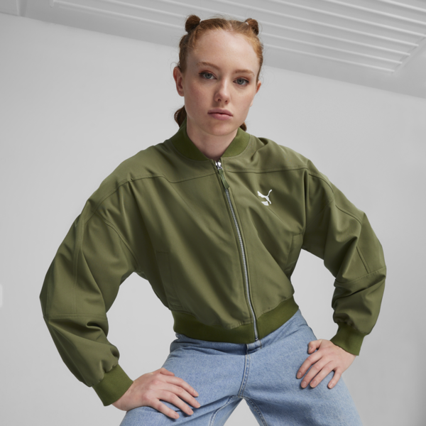 Campera bomber Classics Shiny para mujer, Olive Green, large-ARG