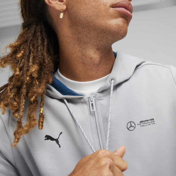 Mercedes-AMG Petronas Motorsport Men's Hooded Sweat Jacket, Team Silver, large-ZAF