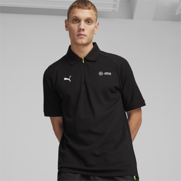 Mercedes-AMG PETRONAS Men's Pique Polo, PUMA Black, large-MEX