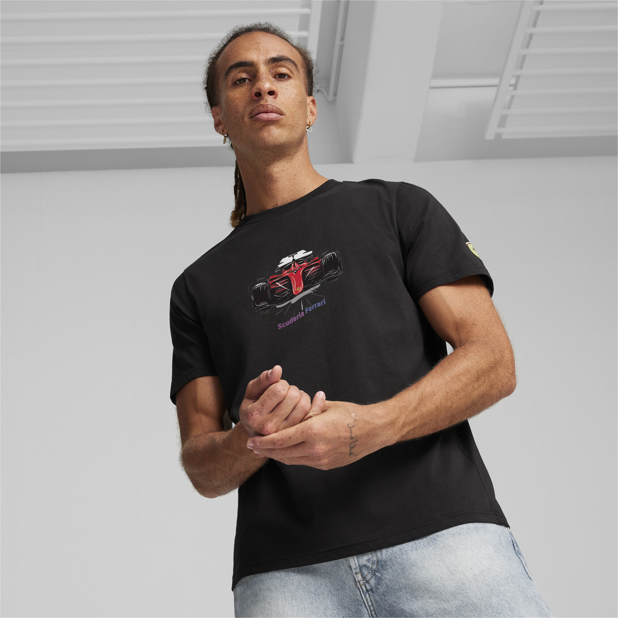 Men's Puma Scuderia Ferrari's Motorsport Race Graphic T-Shirt, Black, Size S, Sport