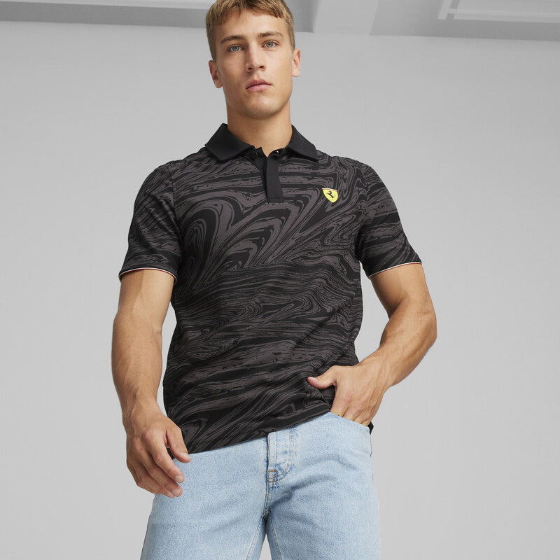 Men's PUMA Scuderia Ferrari Race Motorsport Graphic Polo in Black size L