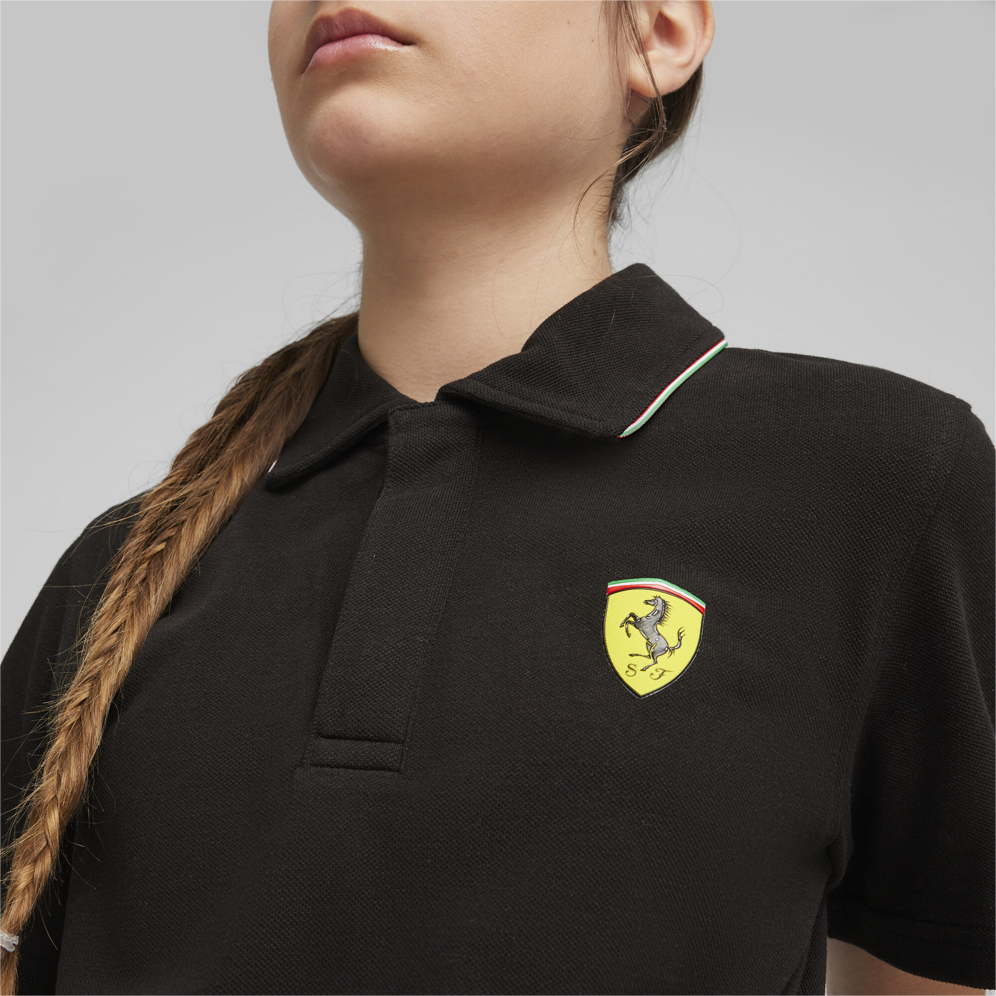 PUMA Scuderia Ferrari Race Polo In Black, Size 11-12 Youth