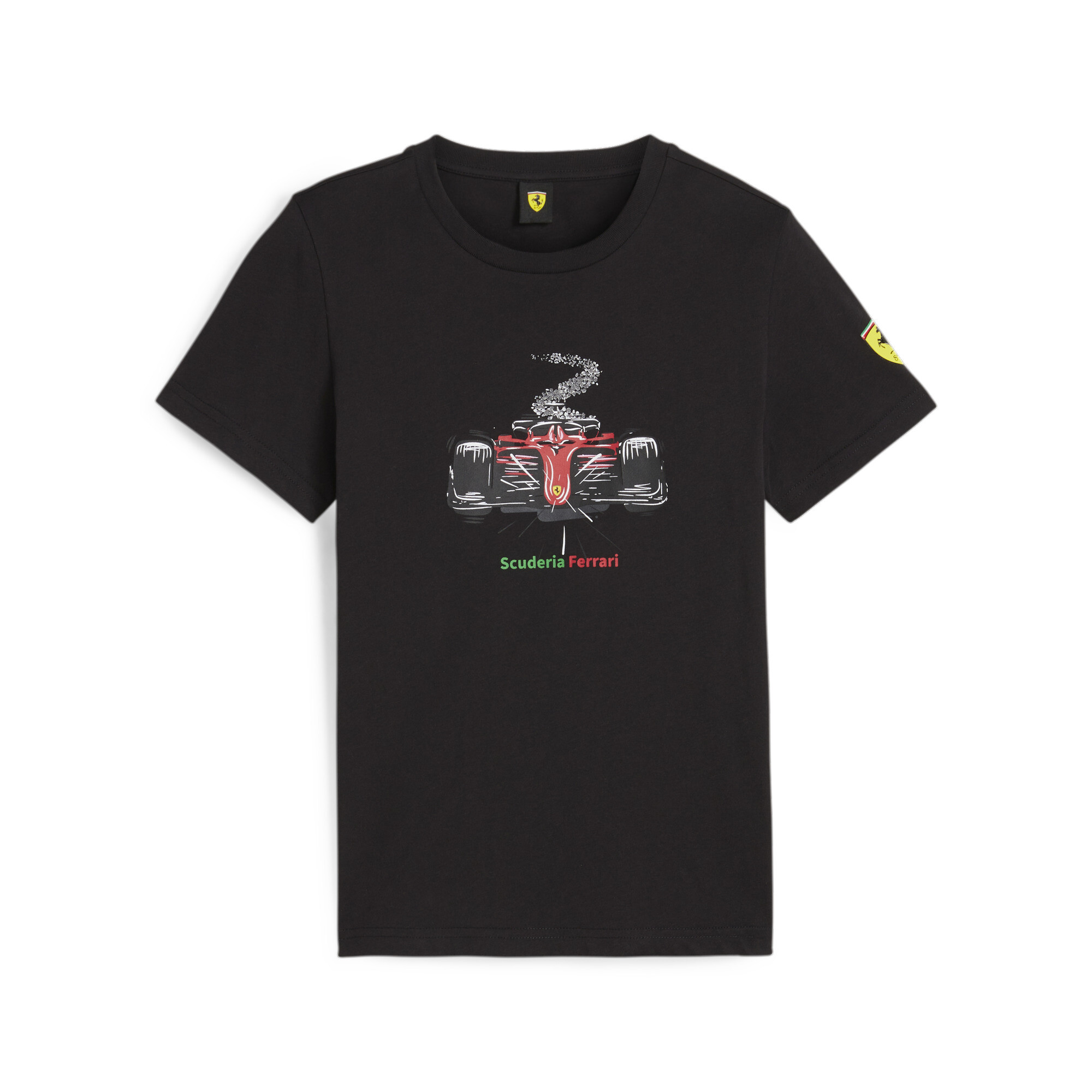 Puma Scuderia Ferrari Race Youth Motorsport Graphic T-Shirt, Black, Size 5-6Y, Clothing