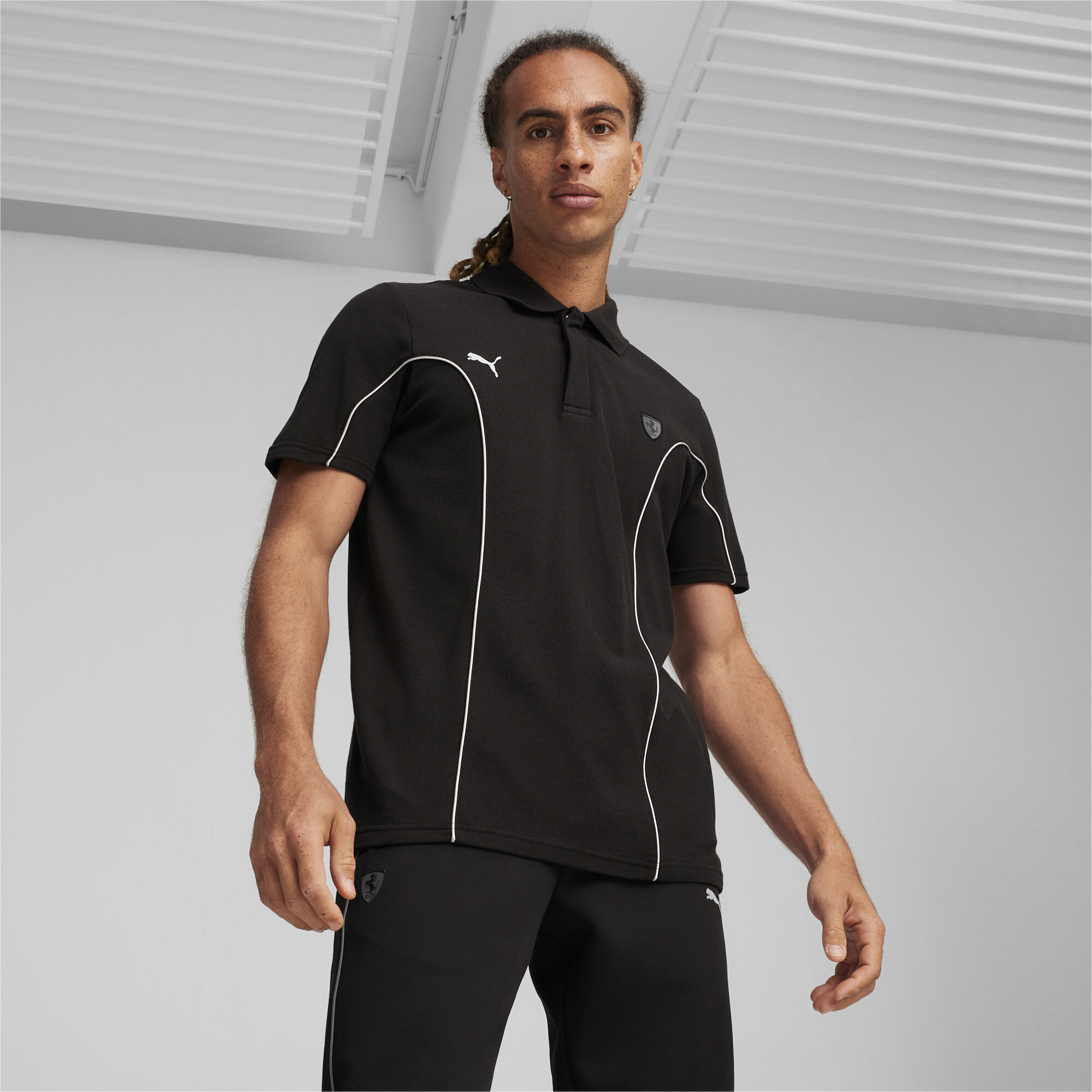 Men's Puma Scuderia Ferrari Style's Motorsport Polo T-Shirt, Black T-Shirt, Size XL T-Shirt, Clothing