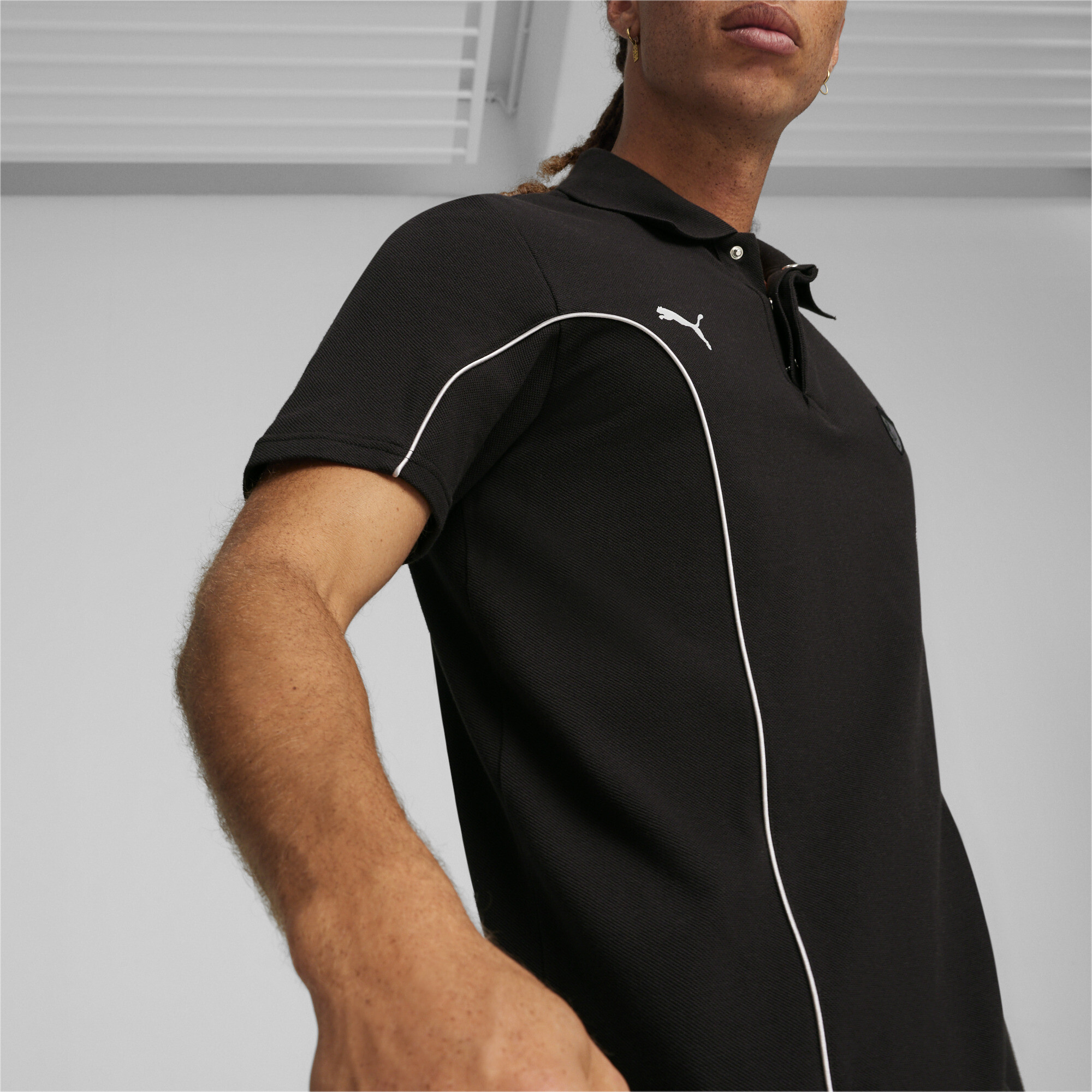 Men's Puma Scuderia Ferrari Style's Motorsport Polo T-Shirt, Black T-Shirt, Size XS T-Shirt, Clothing