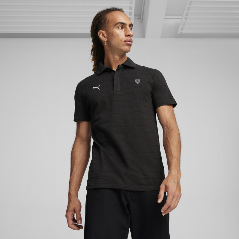 Men's PUMA Scuderia Ferrari Style Motorsport Jacquard Polo in Black size L