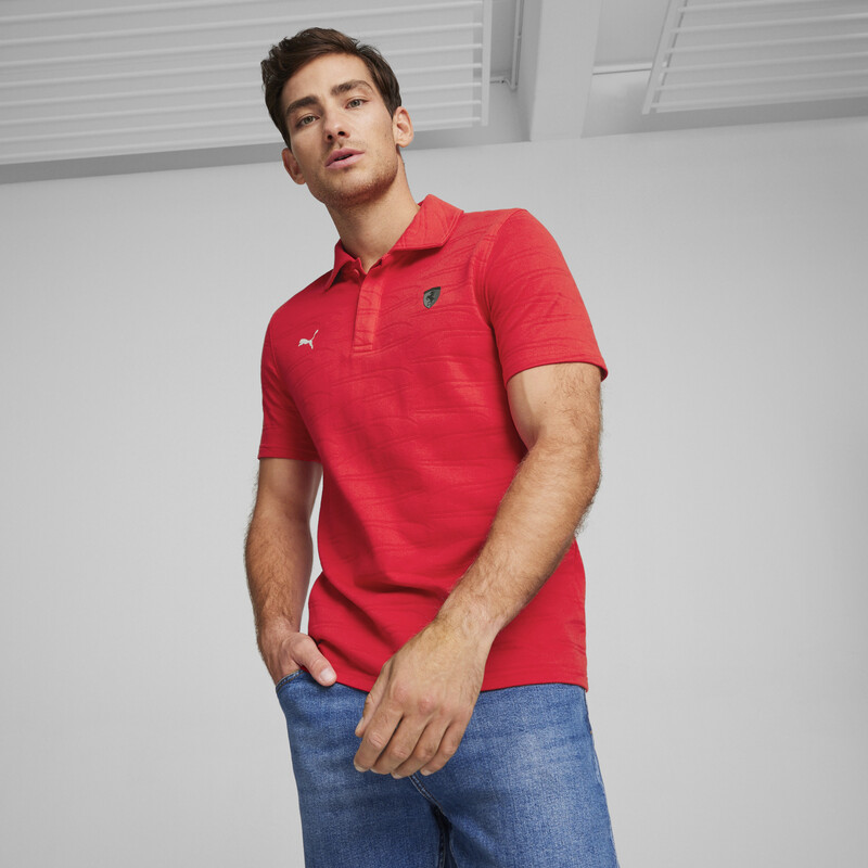 Men's PUMA Scuderia Ferrari Style Motorsport Jacquard Polo in Red size M