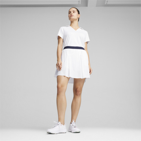 W Club Women's Pleated Golf Skirt, White Glow-Deep Navy, large-ZAF