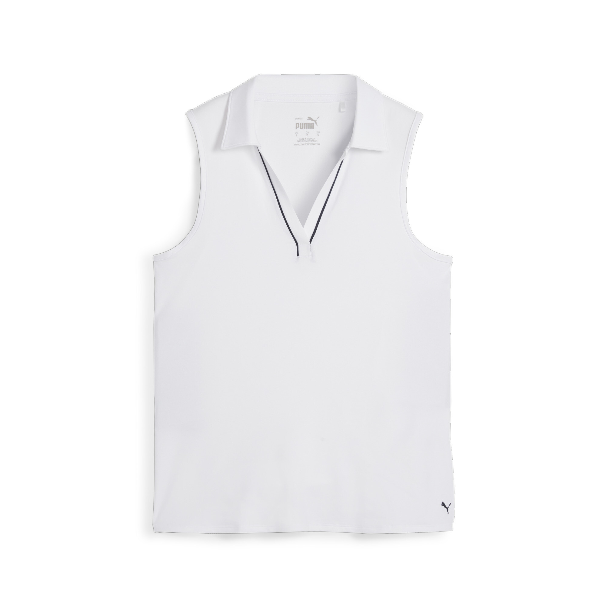 PUMA Cloudspun mouwloze golfpolo met biezen voor Dames, Wit, Maat S thumbnail 3