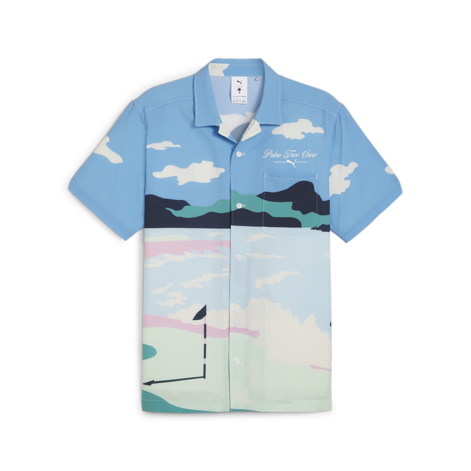 Men's Puma X PALM TREE CREW Golf Shirt, Blue, Size L, Clothing