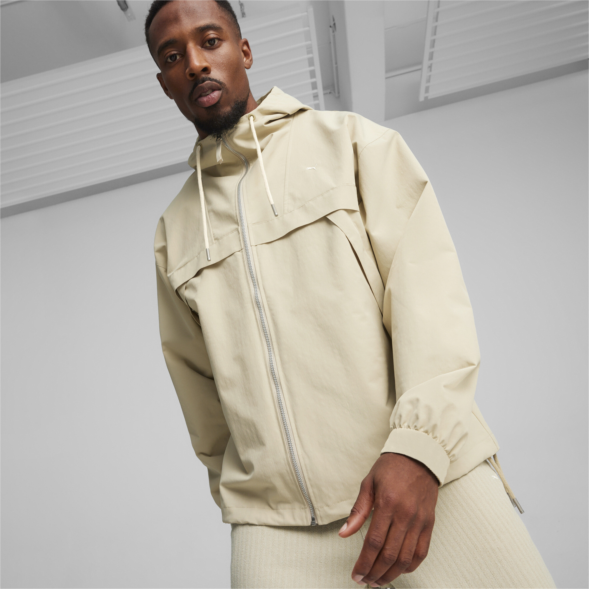 Men's PUMA MMQ Jacket In 100 - Beige, Size Large
