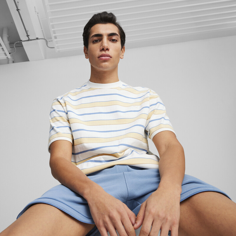 Men's PUMA MMQ Striped T-shirt in White size L