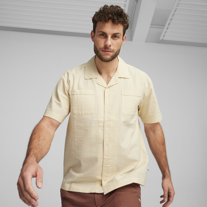 Men's PUMA MMQ Seersucker Shirt in Alpine Snow size L