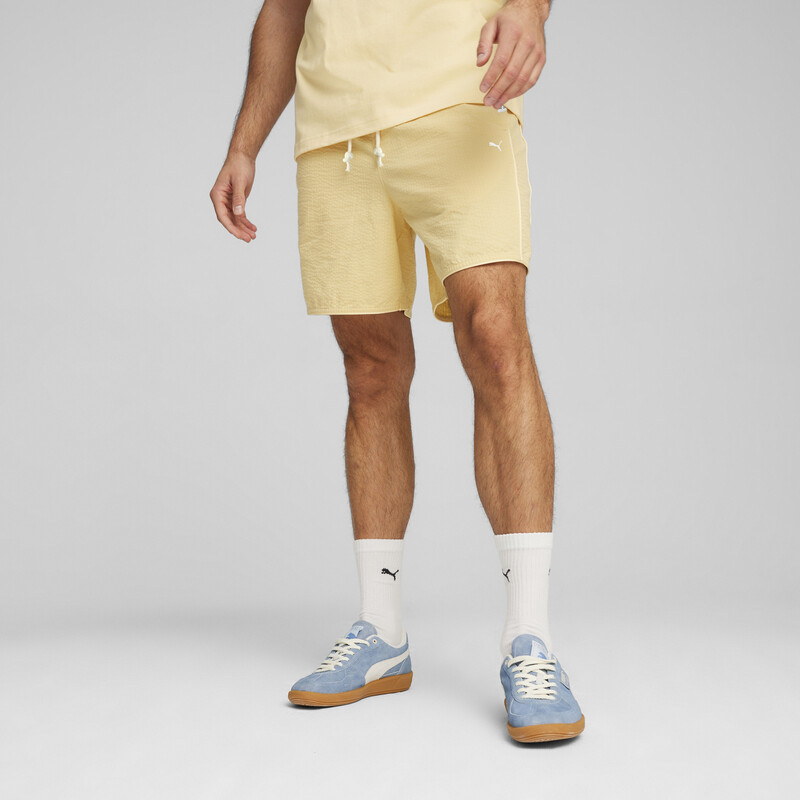 Men's PUMA MMQ Seersucker Shorts in Chamomile size M