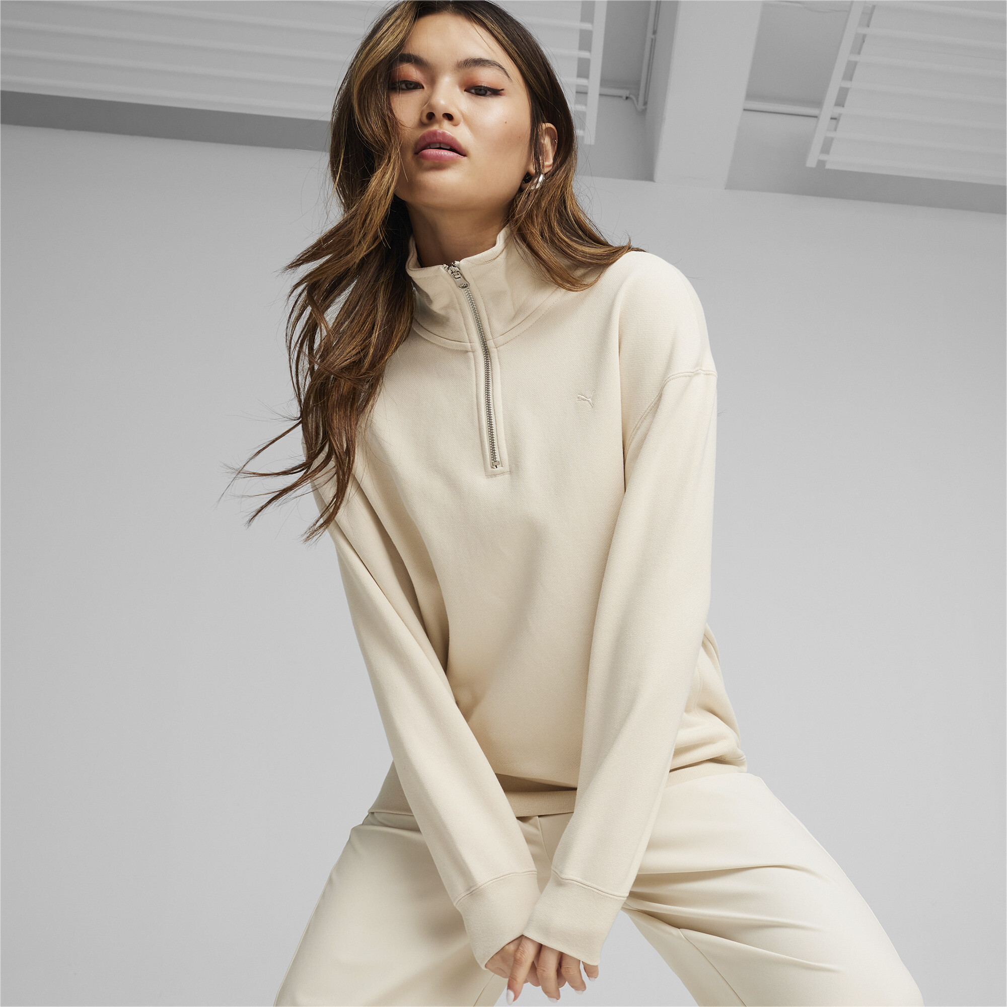 Women's PUMA YONA Half-zip Sweatshirt In 20 - White, Size XS