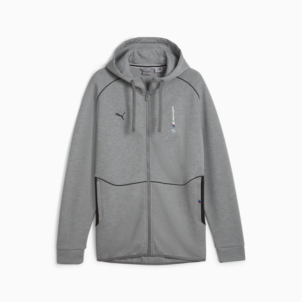 BMW M Motorsport Men's Hooded Motorsport Sweat Jacket, Medium Gray Heather, large-ZAF